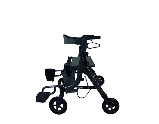 Foldable Rollator Walker with Seat, Storage Bag and Footrests
