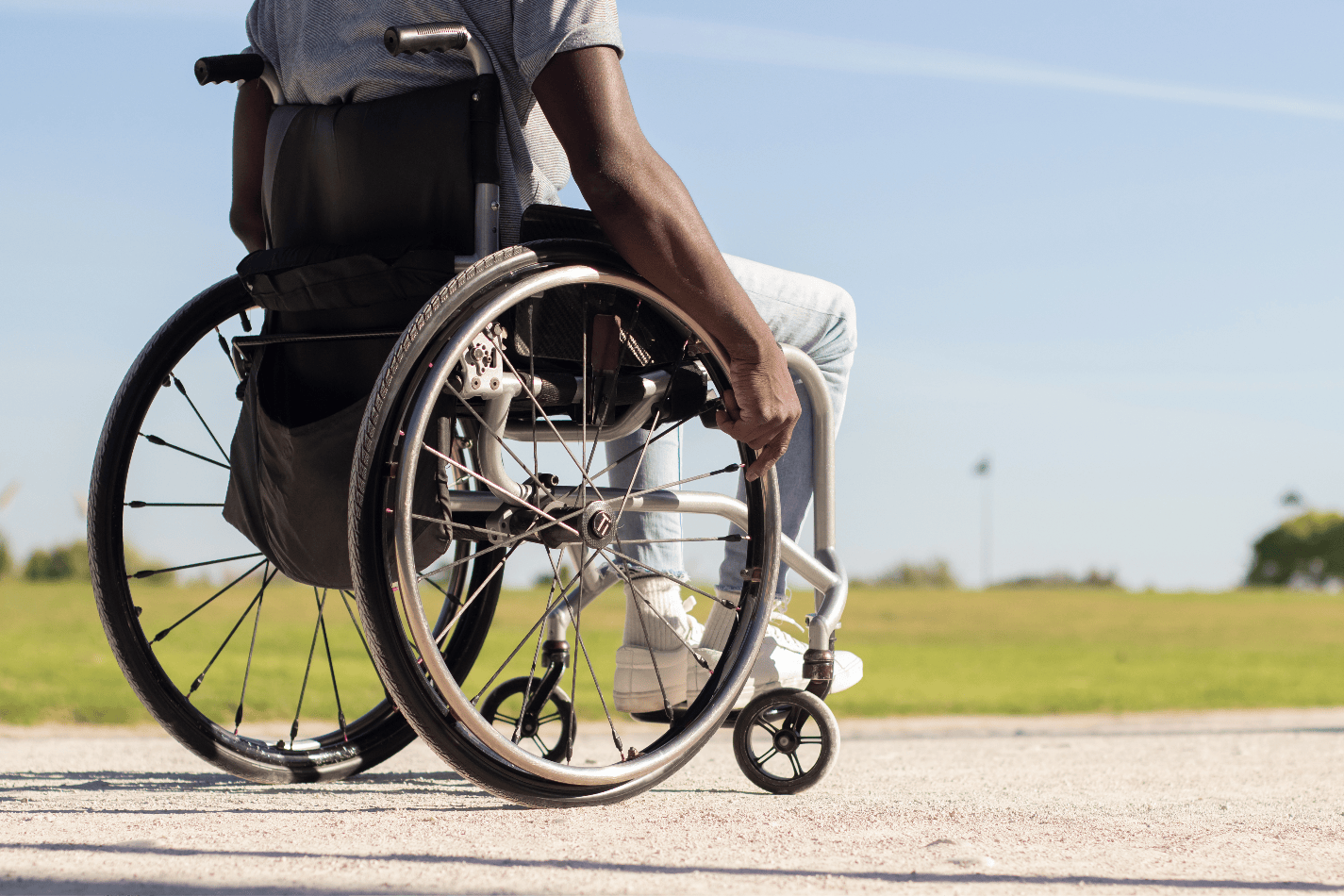 Man in Wheelchair Enjoying Outdoor Mobility