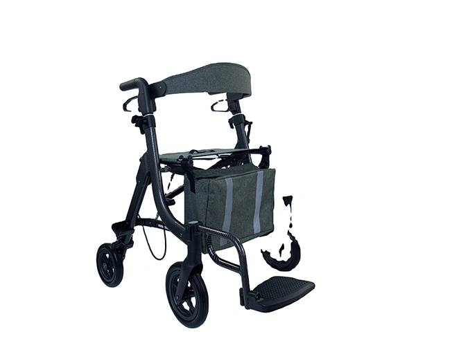 Multifunctional Rollator Walker with Seat, Storage Bag and Footrest for Enhanced Mobility
