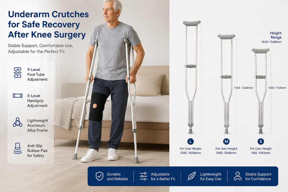 Aluminum Underarm Medical Crutch