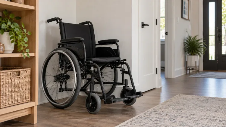 Wheelchair Storage at Home Space Brakes and Footrests