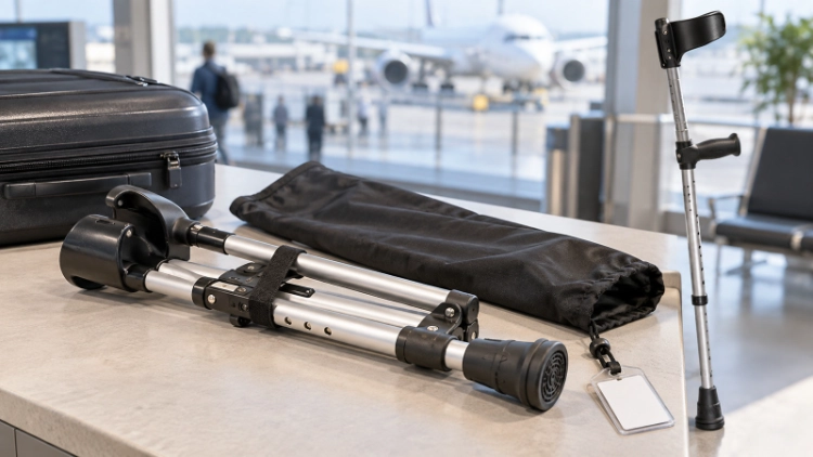 foldable travel crutches packing