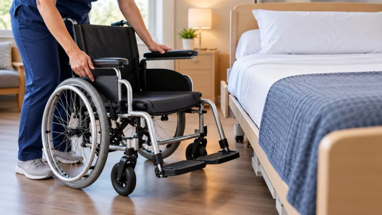 wheelchair to bed transfer setup