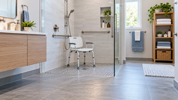 How to Prepare a Bathroom for a Shower Chair Space, Floor, and Storage