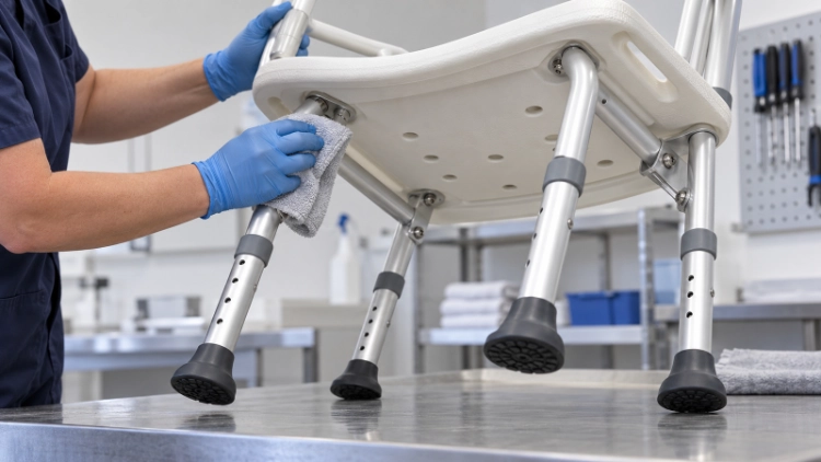 Shower chair underside cleaning